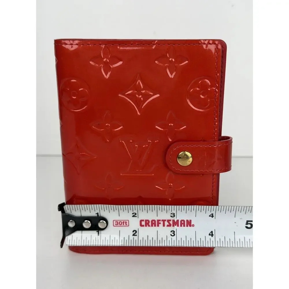 Louis Vuitton Ring Agenda Cover PM in Red Monogram Vernis Leather 2003